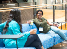 people talking on couch